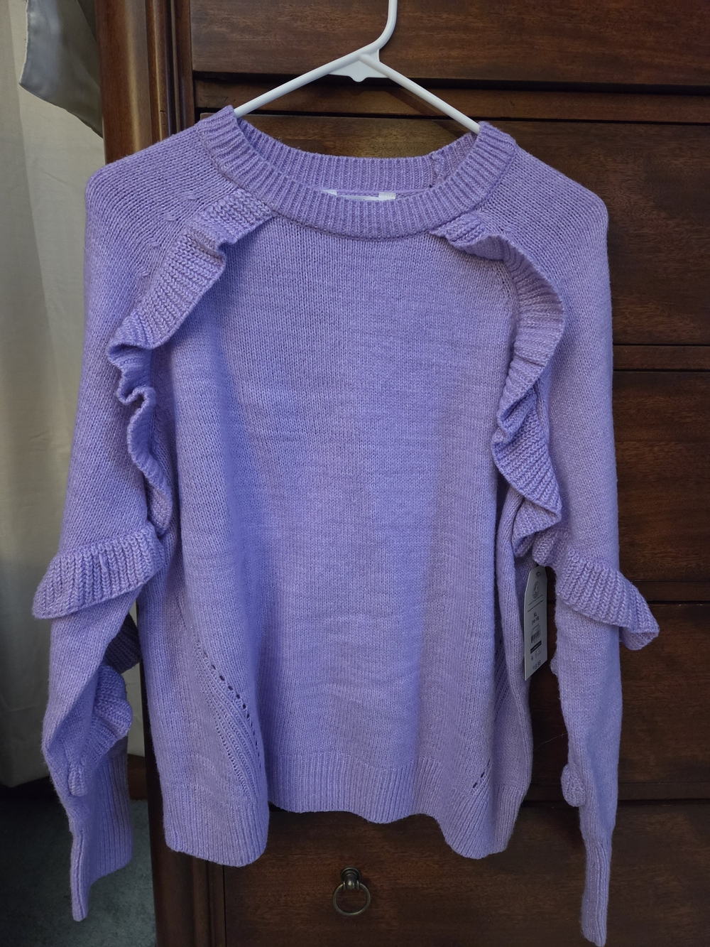 Ruffled Crewneck Sweater - Lavender